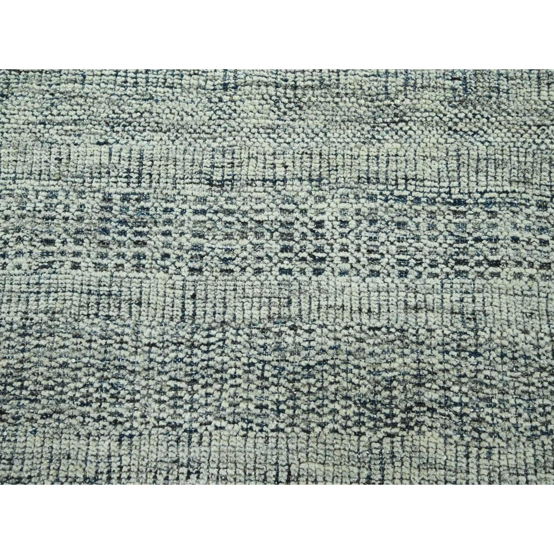 Alfombra de diseño de hierba oxidada y desgastada de lana anudada a mano azul Egeo de 9 x 12 pies Lana en venta