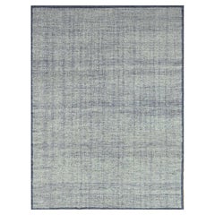 9'x12' Aegean Blue Hand Knotted Wool Oxidized and Distressed Grass Design Rug
