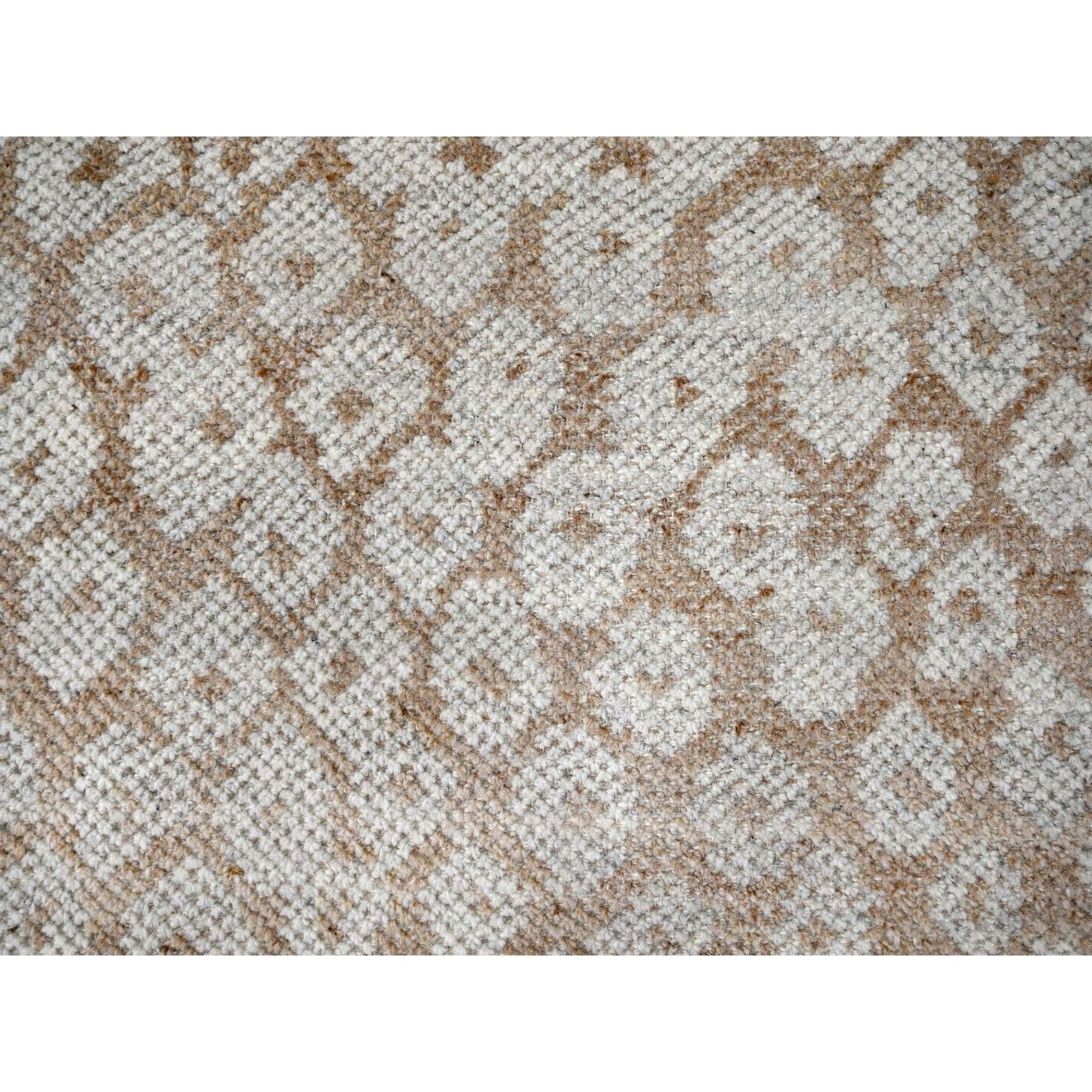 Laine 9'x12'  Tapis d'Orient en laine naturelle cropped thin Almond Brown, noué à la main en vente