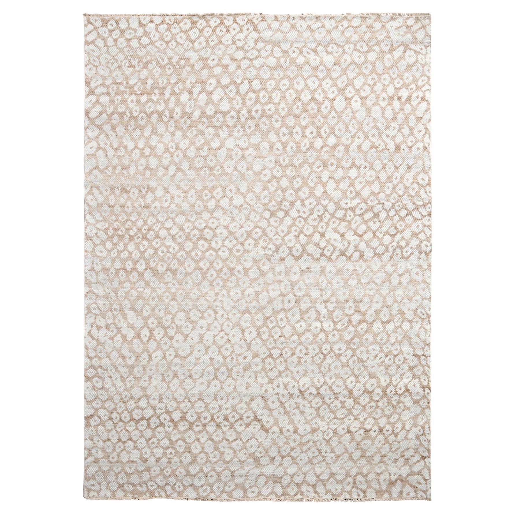 9'x12'  Tapis d'Orient en laine naturelle cropped thin Almond Brown, noué à la main en vente