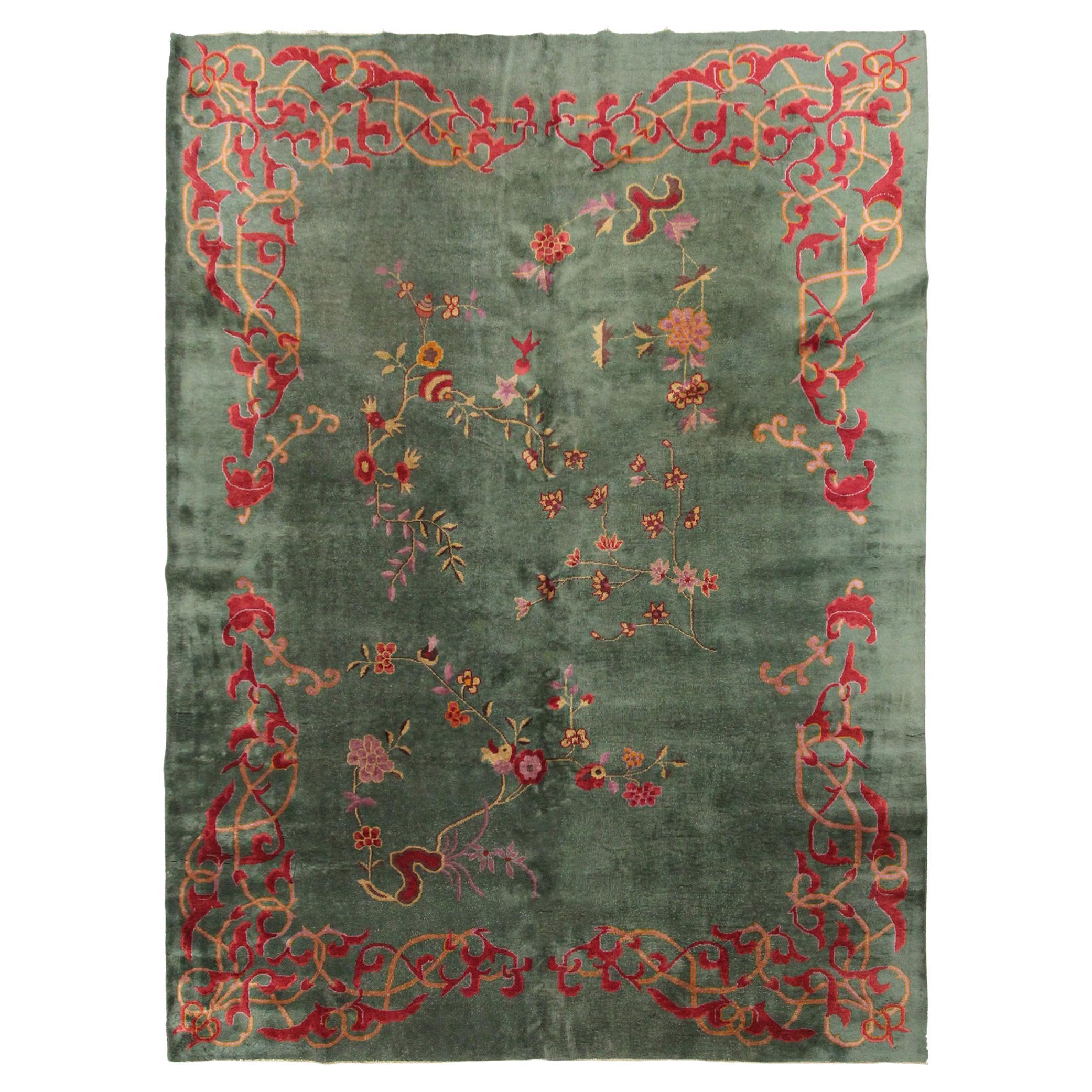 Antique Art Deco Chinese Rug Antique Chinese Rug Antique Art Deco Rug Green