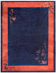 9X12 Antike Art Deco Chinese Rug Nichols Tree of Life Blau 274cm x 353cm C.1920