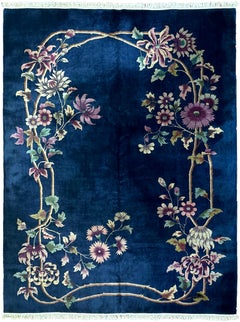9X12 Antique Chinese Art Deco Rug Walter Nichols Blue 274cmx353cm Circa 1920