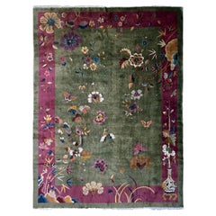 9x12 Antique Chinese Art Deco Rug Walter Nichols Mandarin 274cm x 351cm C.1920