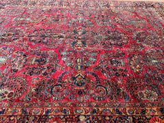 9x12 Antique Persian Sarouk Mohajeran Rug Fine Carpet 267cm x 346cm C.1900