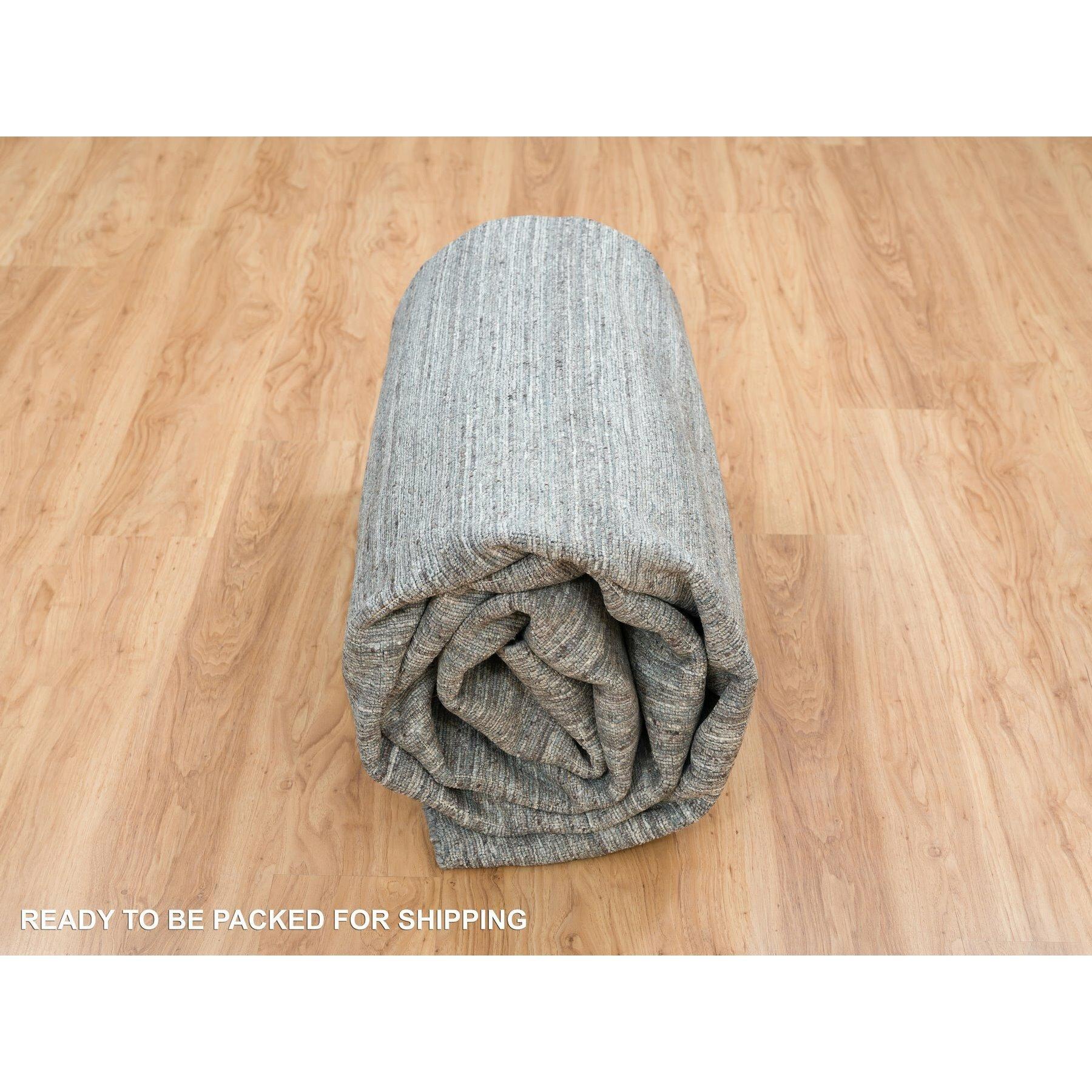 9'x12' Arsenic Gray Hand gewebt Modern Striae Design Wolle Orientteppich im Angebot 3