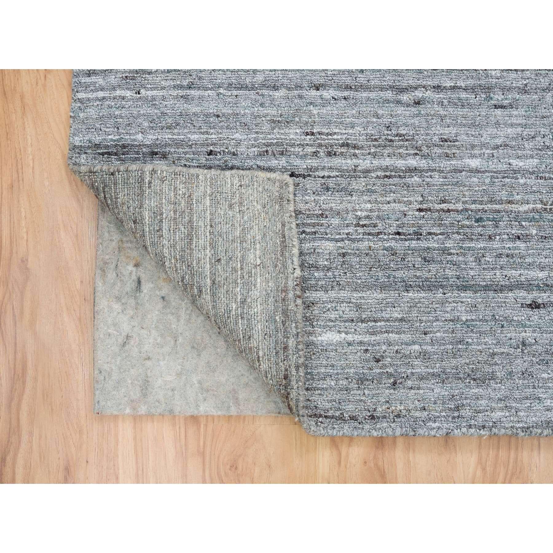 9'x12' Arsenic Gray Hand gewebt Modern Striae Design Wolle Orientteppich (Handgeknüpft) im Angebot
