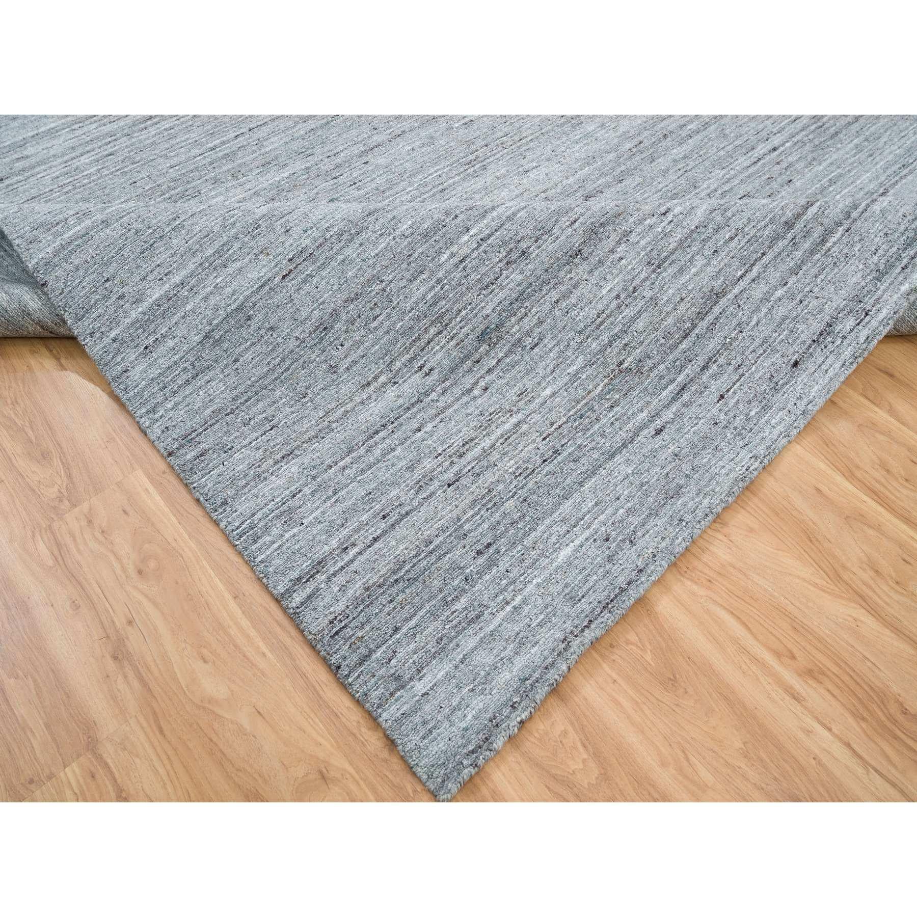 9'x12' Arsenic Gray Hand gewebt Modern Striae Design Wolle Orientteppich (21. Jahrhundert und zeitgenössisch) im Angebot