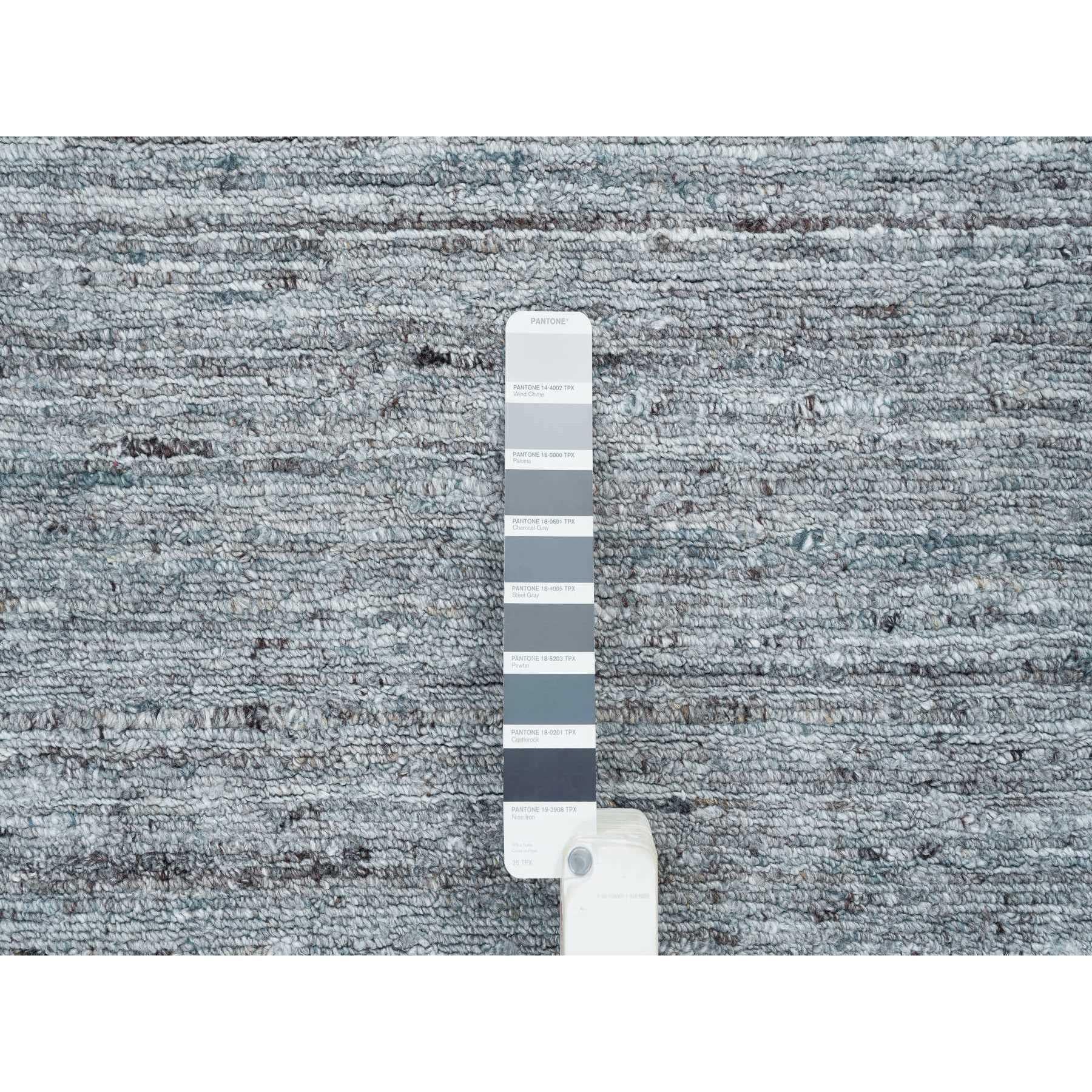 9'x12' Arsenic Gray Hand gewebt Modern Striae Design Wolle Orientteppich im Angebot 1