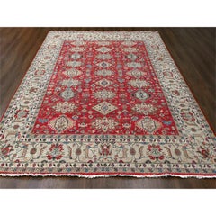 9'x12' Auburn Rouge Noué à la main Pure Laine Karajeh Design Soft Pile Tapis d'Orient