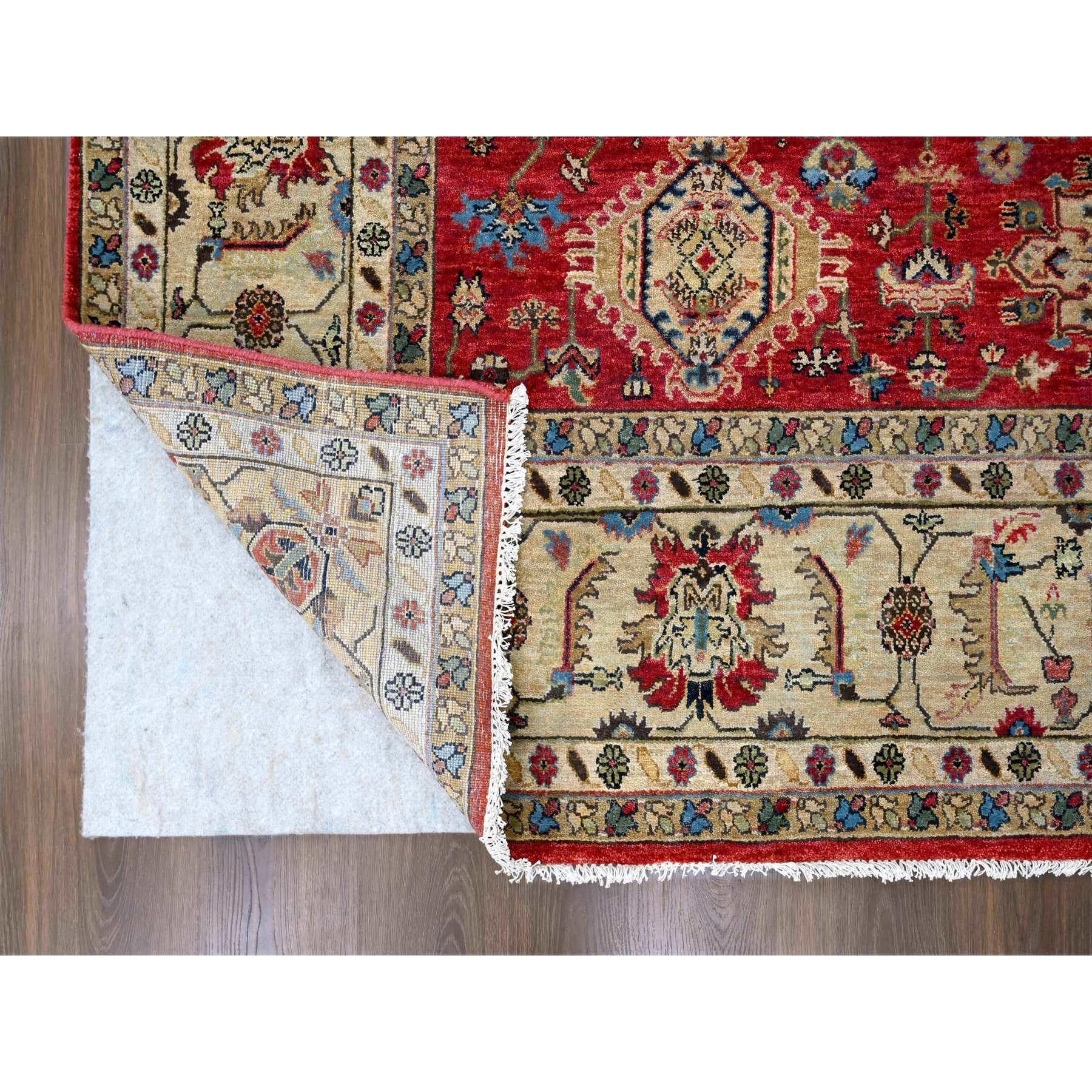 9'x12' Auburn Red Handgeknüpfter orientalischer Teppich aus reiner Wolle mit Karajeh-Design und weichem Flor (Indisch) im Angebot