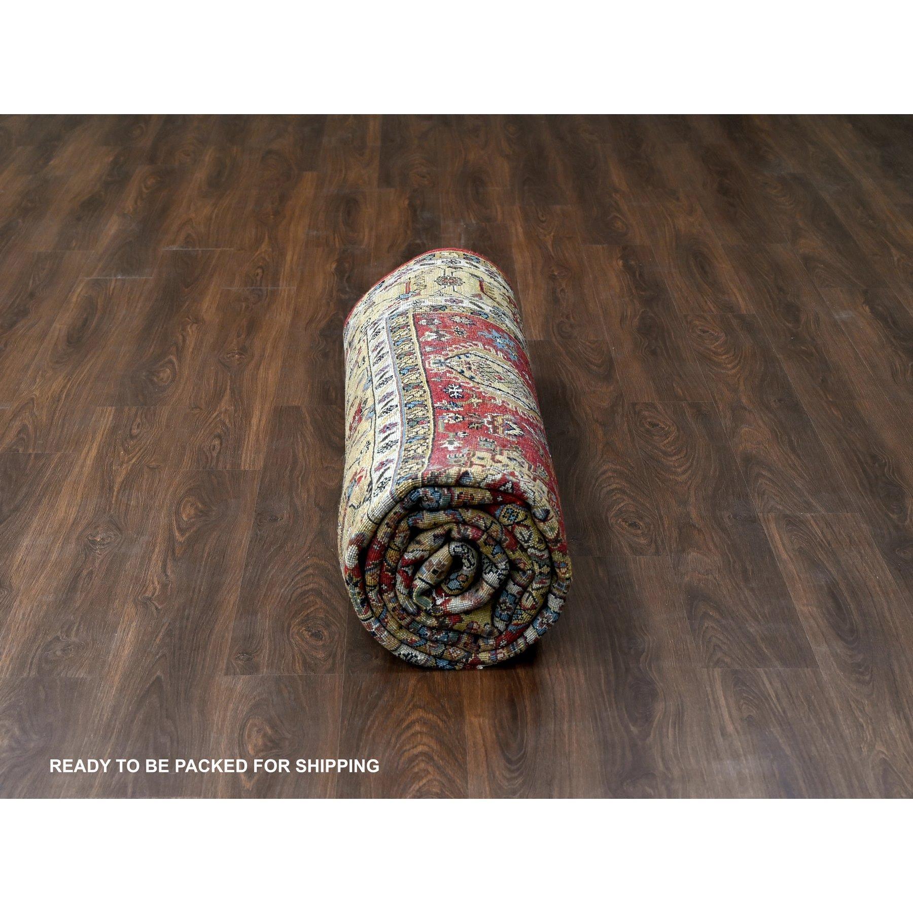 9'x12' Auburn Red Handgeknüpfter orientalischer Teppich aus reiner Wolle mit Karajeh-Design und weichem Flor im Angebot 1
