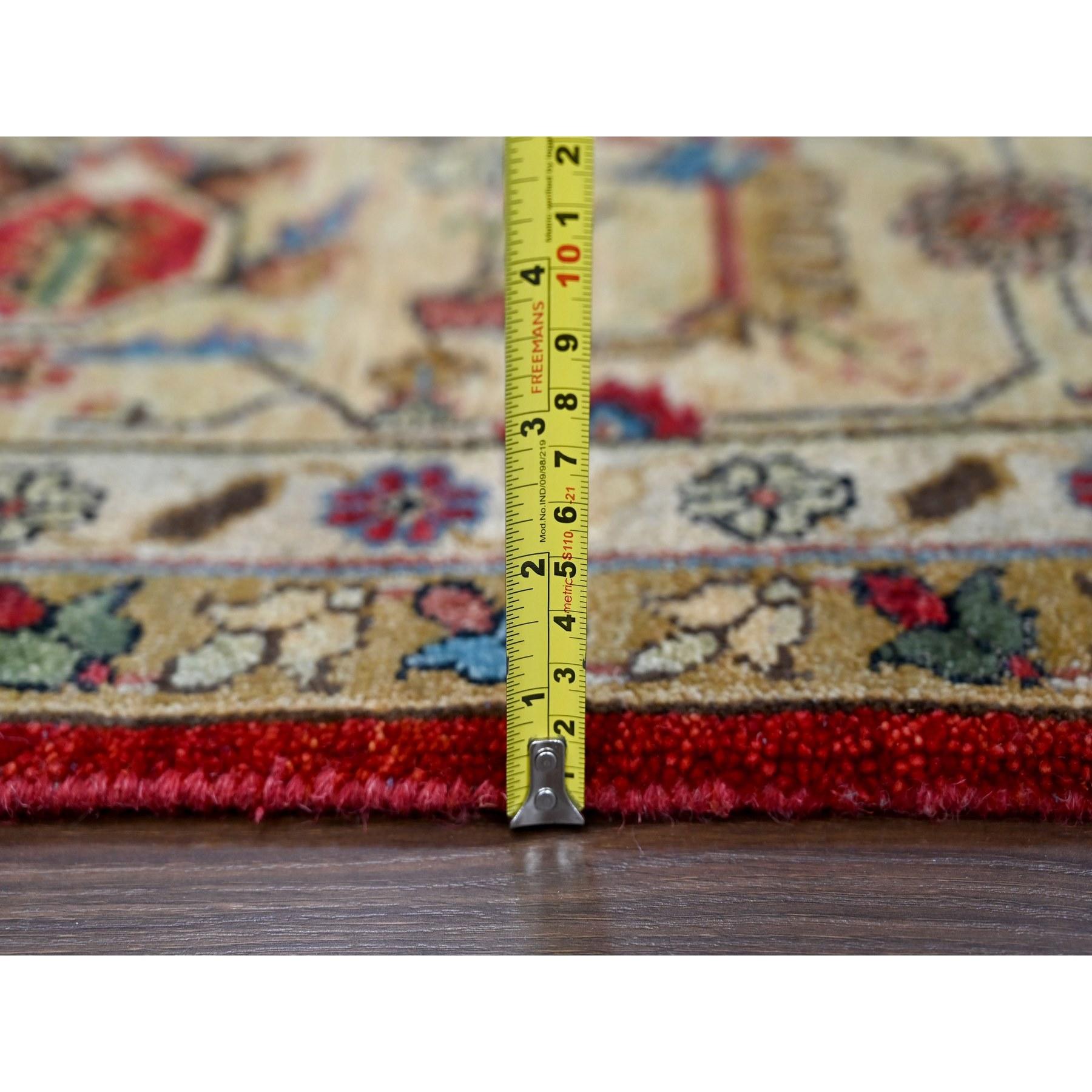 9'x12' Auburn Red Handgeknüpfter orientalischer Teppich aus reiner Wolle mit Karajeh-Design und weichem Flor im Angebot 2