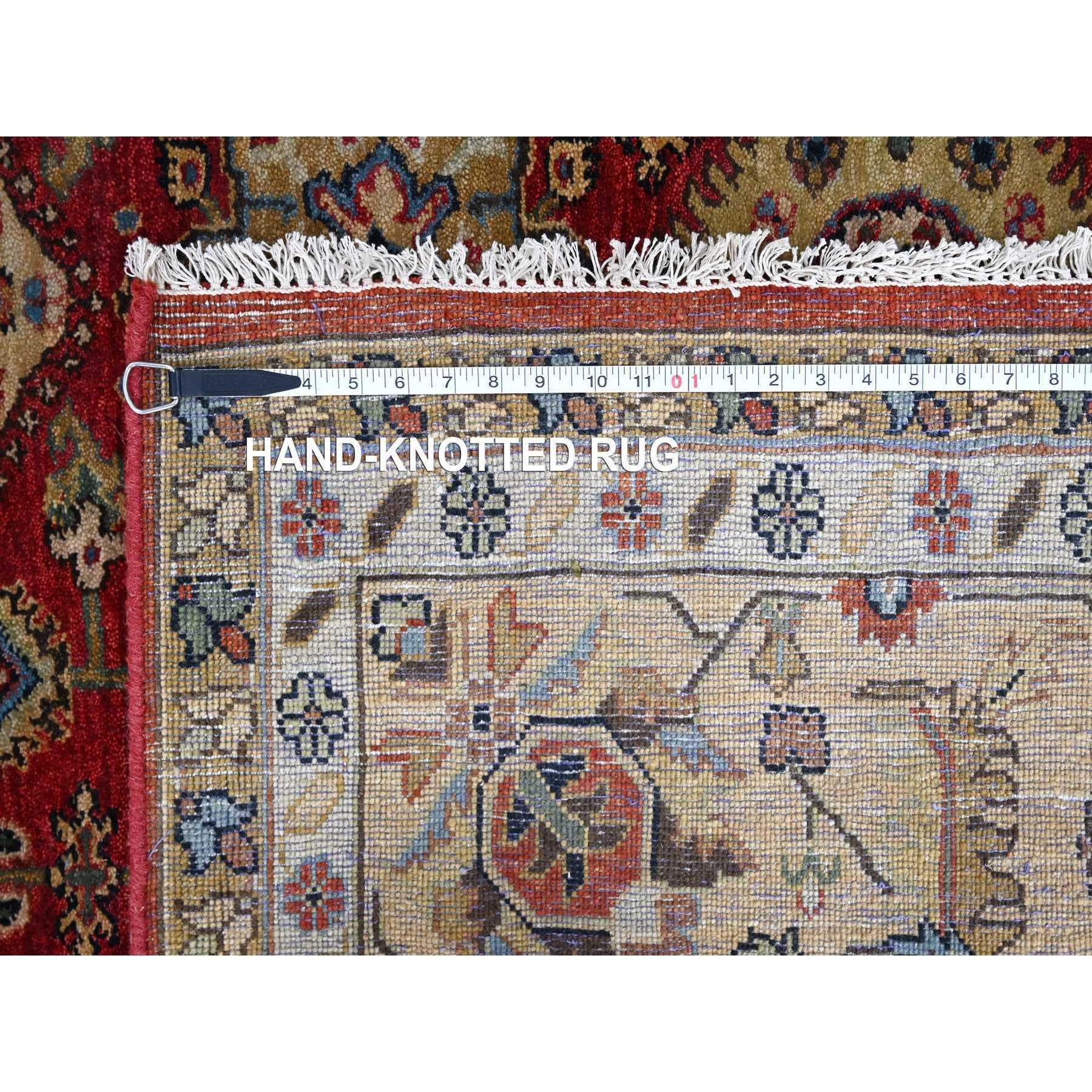 9'x12' Auburn Red Handgeknüpfter orientalischer Teppich aus reiner Wolle mit Karajeh-Design und weichem Flor im Angebot 3