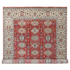 9'x12' Auburn Red Hand Knotted Pure Wool Karajeh Design Soft Pile Oriental Rug