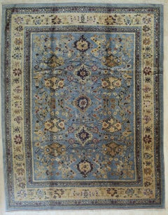 9x12 Azure Elegance Blau Floral Modern Handgefertigt Mohair Oushak Teppich Teppich