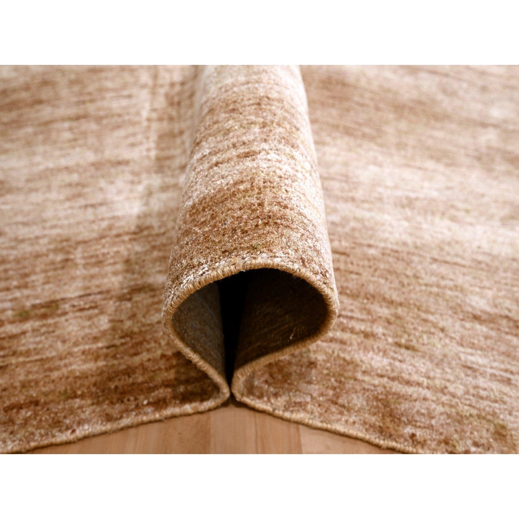 Hand-Knotted 9'x12' Beaver Brown Plain Solid Design Pure Sari Silk Hand Knotted Rug For Sale