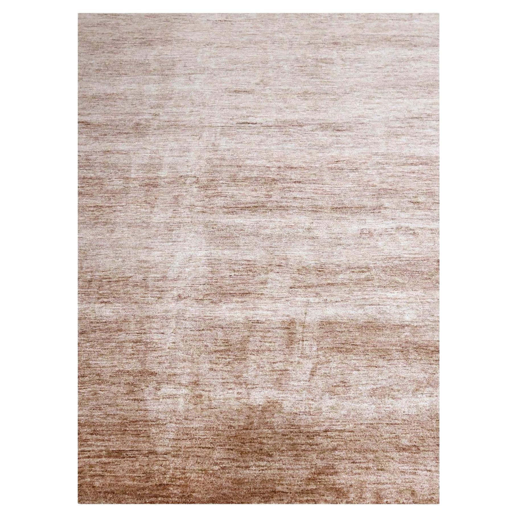 9'x12' Beaver Brown Plain Solid Design Pure Sari Silk Hand Knotted Rug For Sale
