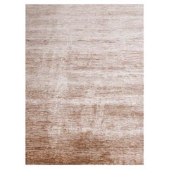 9'x12' Beaver Brown Plain Solid Design Pure Sari Silk Hand Knotted Rug