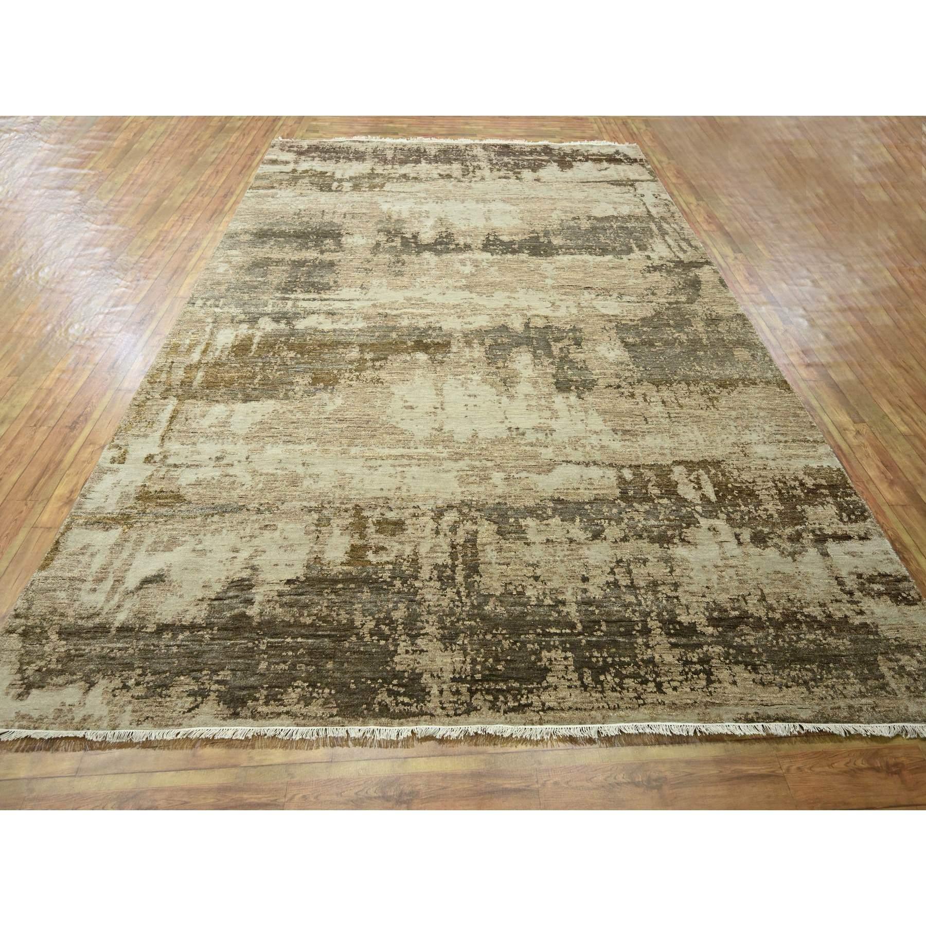 Beige e marrone, design astratto moderno con colori naturali, lana e seta, annodato a mano, Tappeto orientale
Materiali primari: Lana e seta
Lattice: No Pile 
altezza: 0,25 pollici
Stile: Contemporaneo
Colore primario: Beige
Colori secondari:
