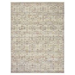 9'x12' Beige Erased and Broken Mahi Herat Design Hand Knotted Pure Wool Rug