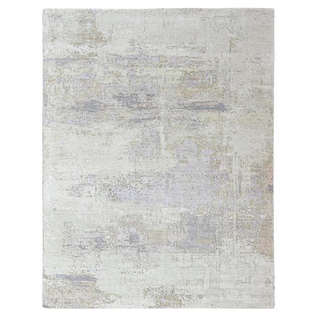 8x10 Organic Hand-Tufted Wool Area Rug - Sand and Cream Modern Abstract ...