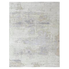 9'x12' Beige Modern Abstract Design Wool and Silk 100 KPSI Hand Knotted Rug
