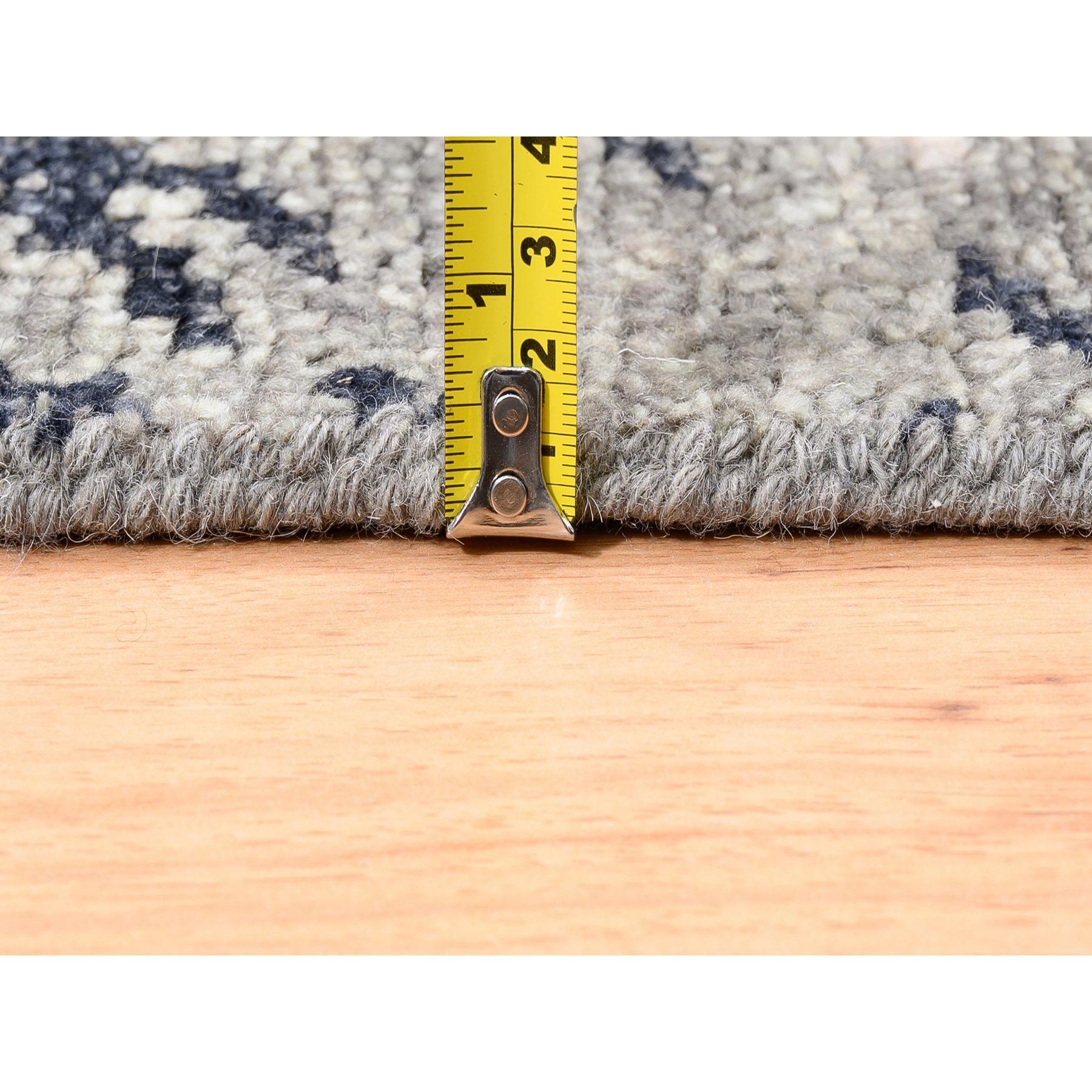 9'x12' Black Supple Collection Modern All Over Square Design Erased Handmade Rug For Sale 3