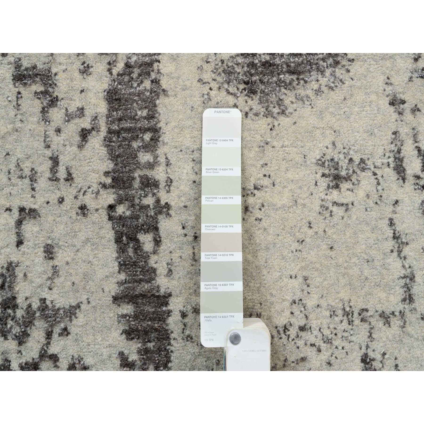 9'x12' Schwarz, Wolle und pflanzliche Seide, Handgeknüpft, Modernes Design, Teppich im Angebot 2