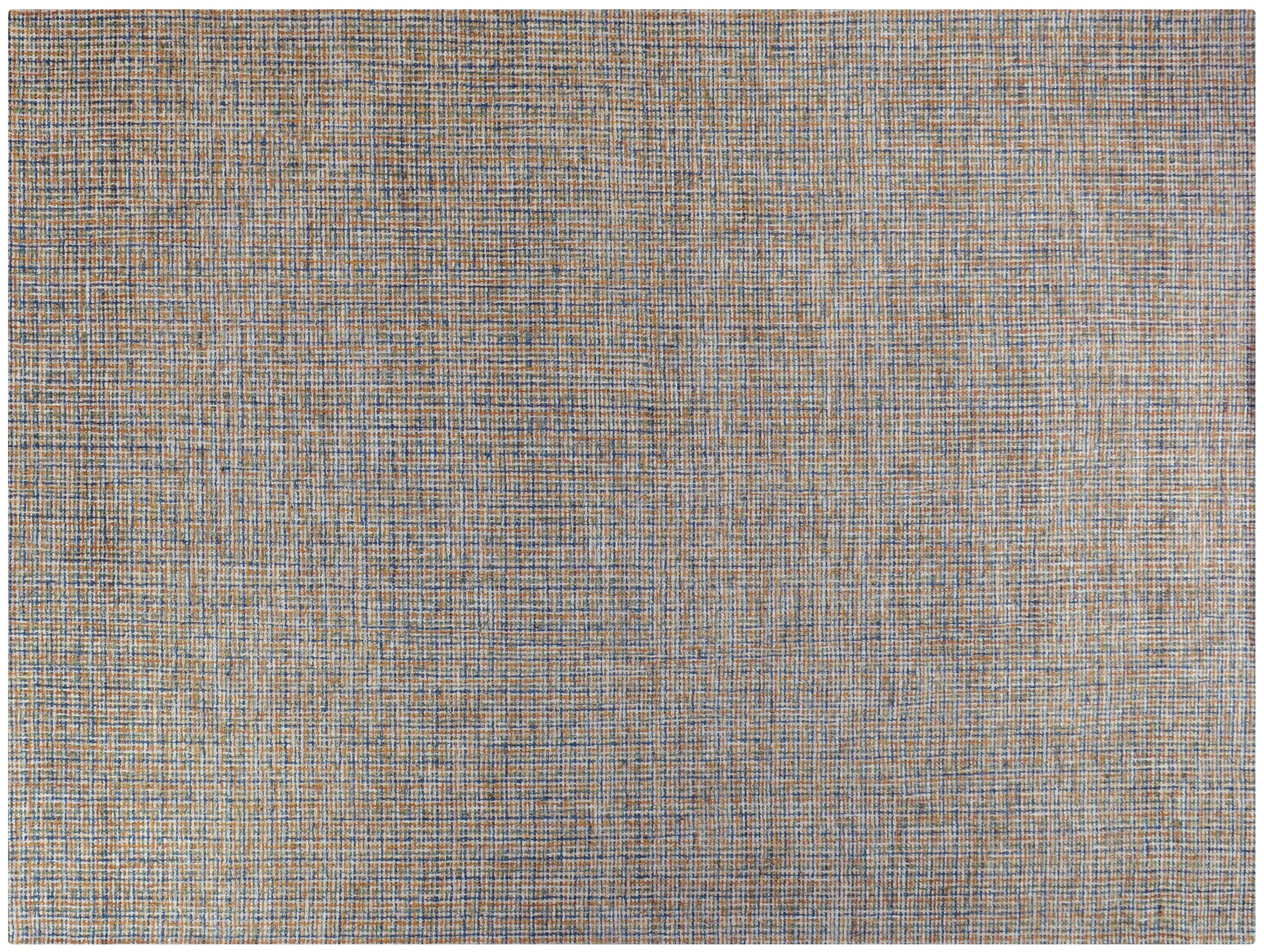 9'x12' Blue and Orange Checkered Rug 1