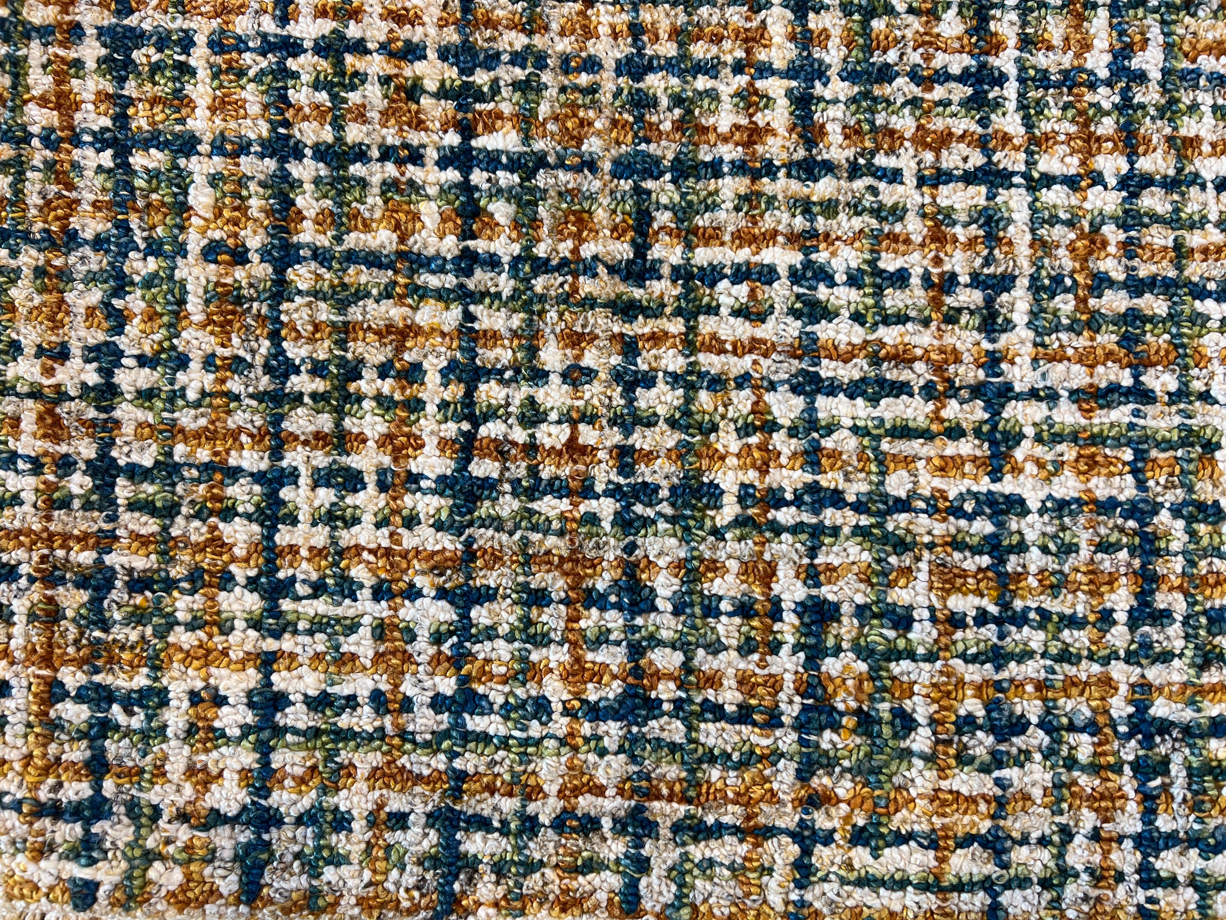 9'x12' Blue and Orange Checkered Rug 2