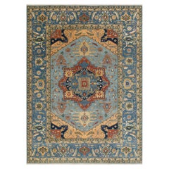 9x12 Blue Hand Knotted Heriz Serapi Wool Rug ( G-10685 )