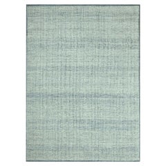 9'x12' Blue Hand Knotted Pure Wool Oxidized and Distressed Grass Design Rug