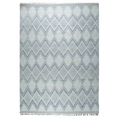 9x12 Blue Hand-Knotted Wool Diamond Chevron Geometric Modern Carpet Rug