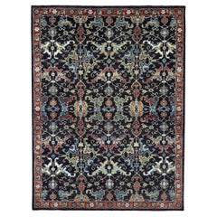 9x12 Blauer handgeknüpfter Wollteppich Floral Abundance Klassisch Traditionell Teppich Teppich