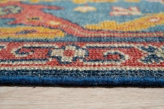 9x12 Blue Hand-Knotted Wool Floral Trellis Geometric Modern Carpet Rug
