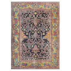 9x12 Blue Hand-Knotted Wool Floral Trellis Geometric Modern Carpet Rug