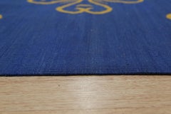 9x12 Blue Handwoven Wool Stylized Clover Motif Geometric Modern Carpet Rug