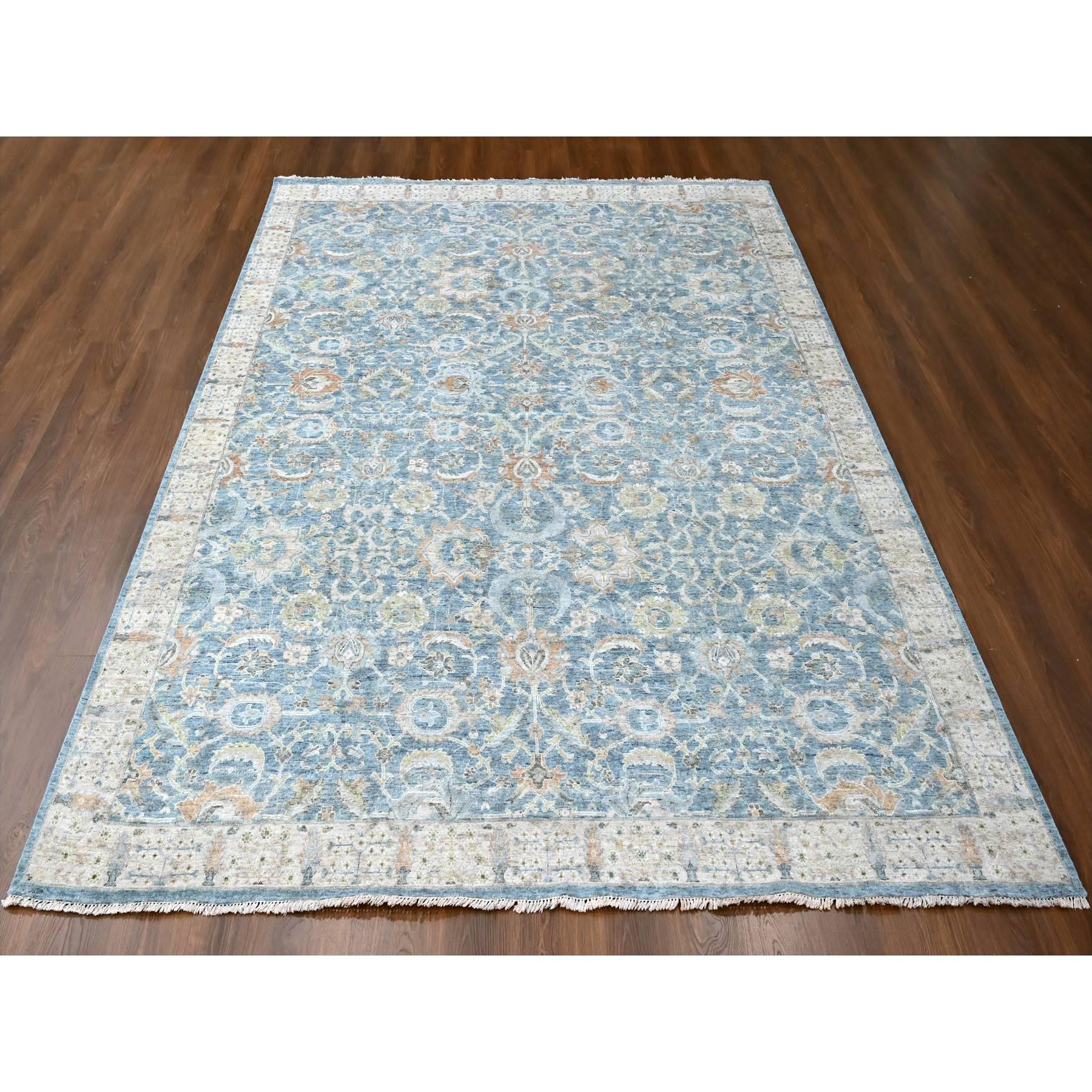 Carolina Blue, Pure Laine, Persan antique avec Ziegler Mahal Design, Oxidized, Distressed, Zero Pile, Shaved Low, Hand Knotted, Tapis d'Orient
Matières premières : Laine
Latex : Pas de poils 
hauteur : 0,25 pouces
Style : Traditionnel
Couleur