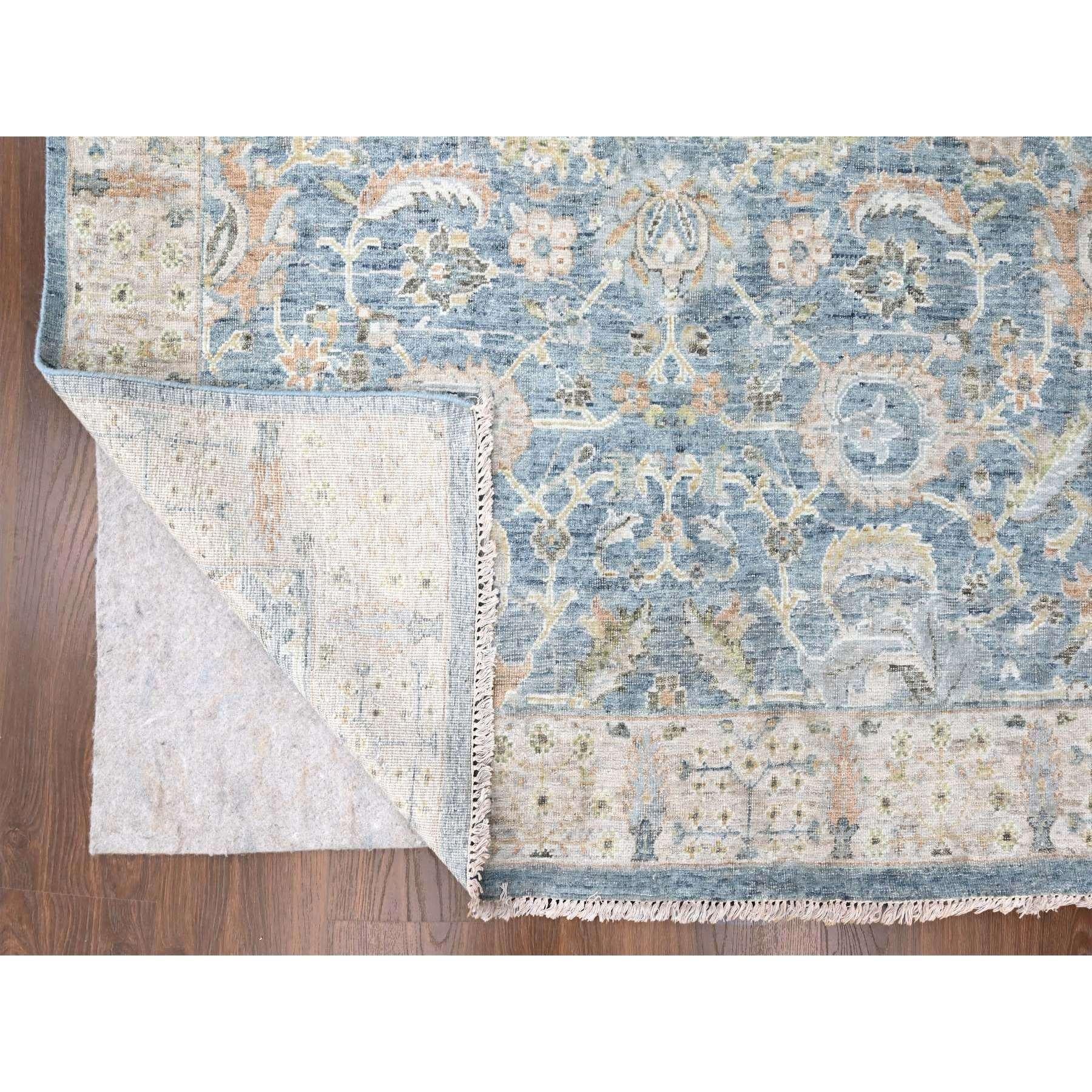 Indien 9'x12' Bleu pure laine antique Perse avec Mahal Design Rugs noués à la main en vente