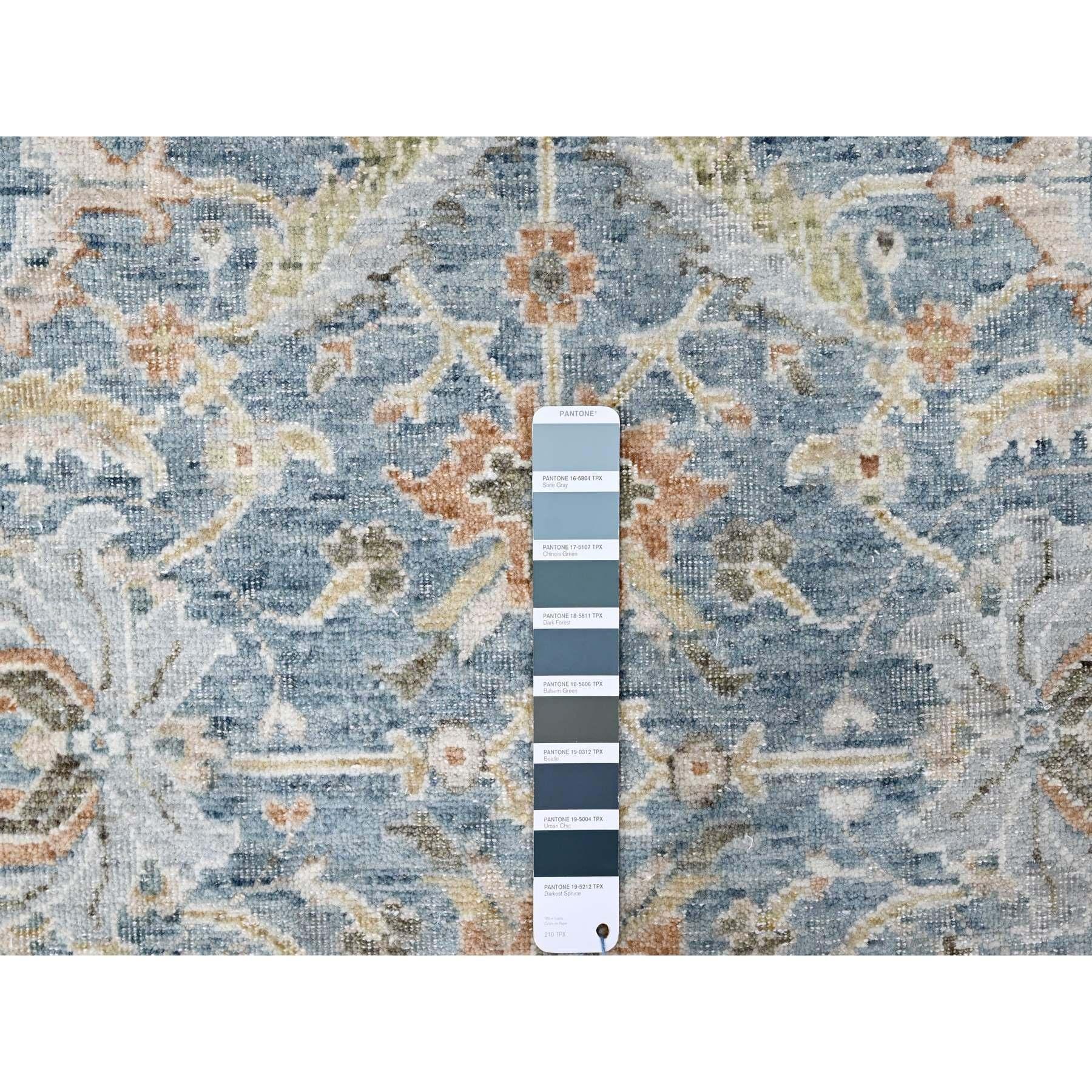 XXIe siècle et contemporain 9'x12' Bleu pure laine antique Perse avec Mahal Design Rugs noués à la main en vente