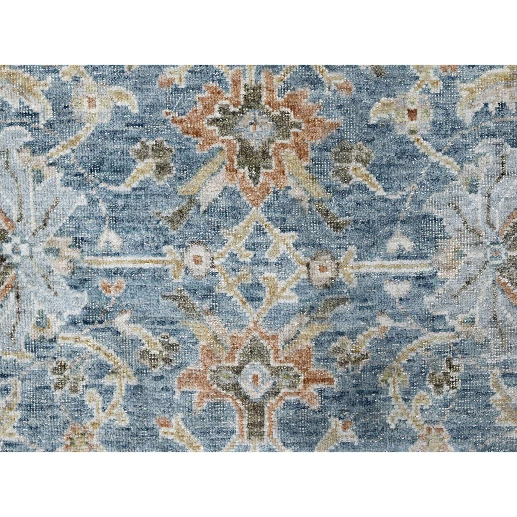Laine 9'x12' Bleu pure laine antique Perse avec Mahal Design Rugs noués à la main en vente
