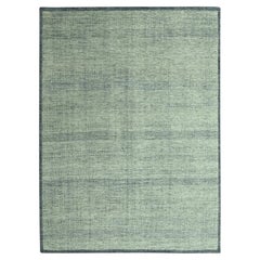 9'x12' Blue Pure Wool Oxidized and Distressed Grass Design Hand Knotted Rug