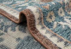 9x12 Brown Earth Blue Hand Knotted Wool Rug ( G-13426 )