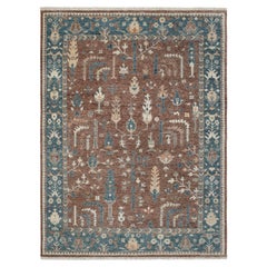9x12 Brown Earth Blue Hand Knotted Wool Rug ( G-13426 )