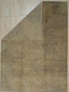 9x12 Brown Hand-Knotted Wool Striated Earthscapeist Design Carpet Rug