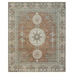 9x12 Brown Hand-Knotted Wool Triple Medallion Classic Traditional Carpet Rug