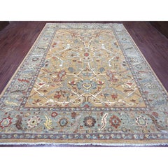 9'x12' Brown Peshawar with Bijar Garus Design Hand Knotted Wool Oriental Rug