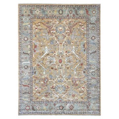 9'x12' Brown Peshawar with Bijar Garus Design Hand Knotted Wool Oriental Rug