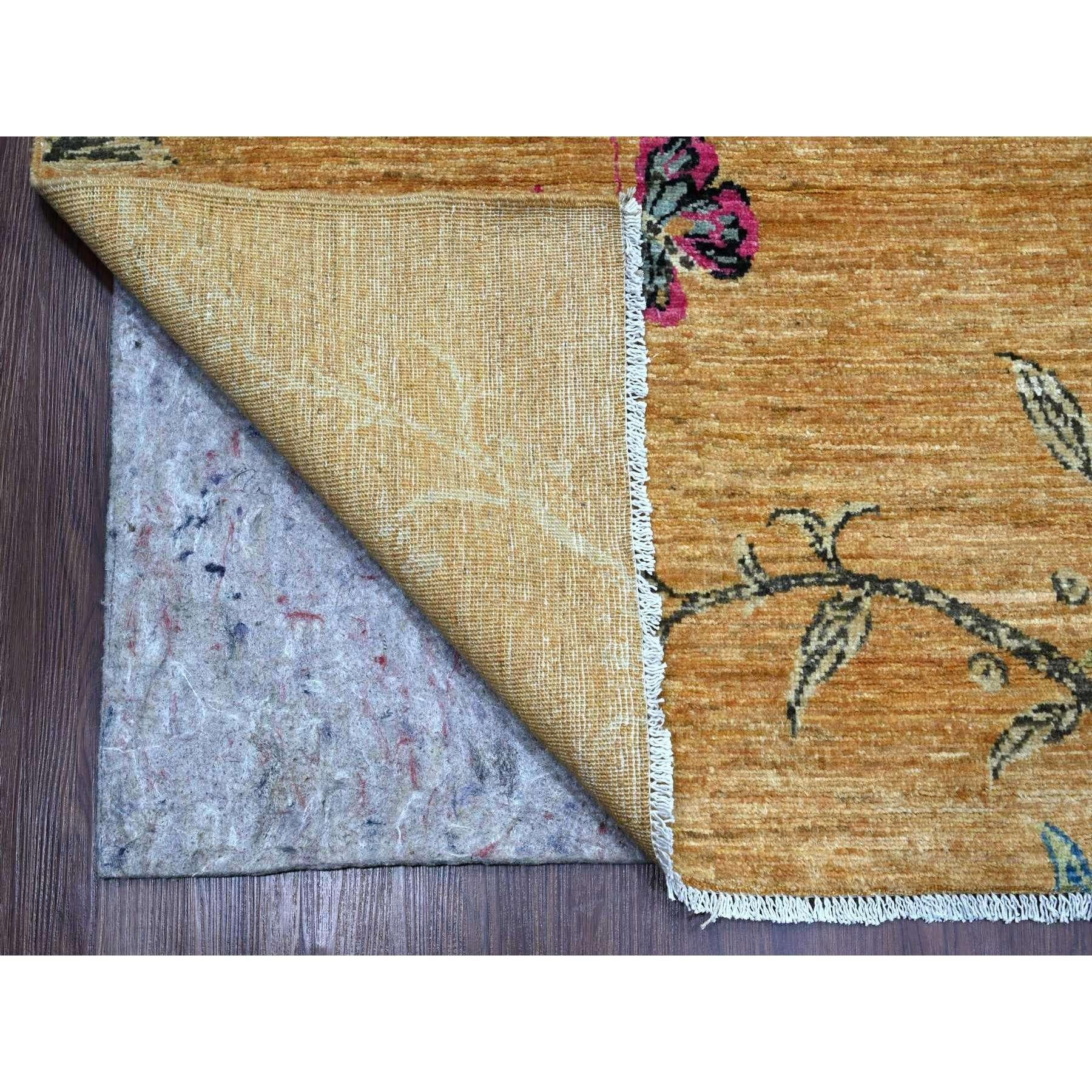 Afghan Tapis oriental noué à la main Peshawar 9'x12' Brown Sparrows on the Tree en vente